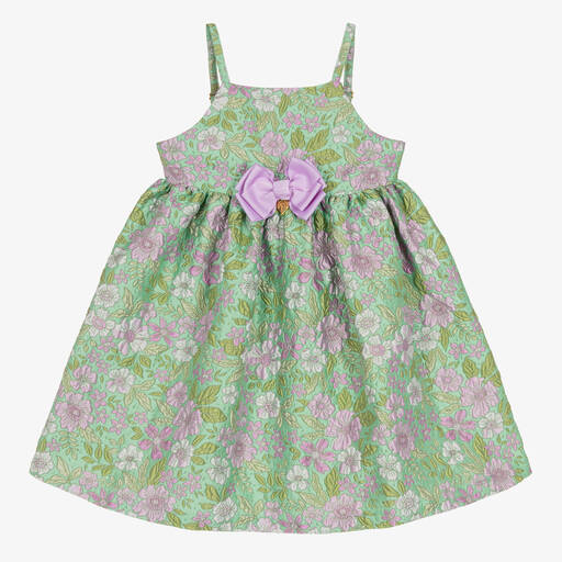 Angel's Face-Girls Green & Purple Jacquard Dress | Childrensalon