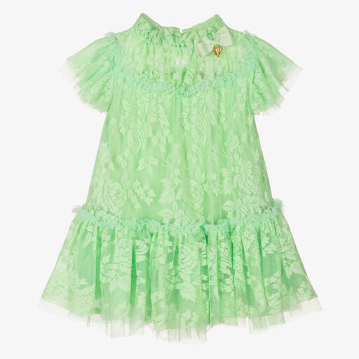 Angel's Face-Girls Green Tulle Lace Dress | Childrensalon