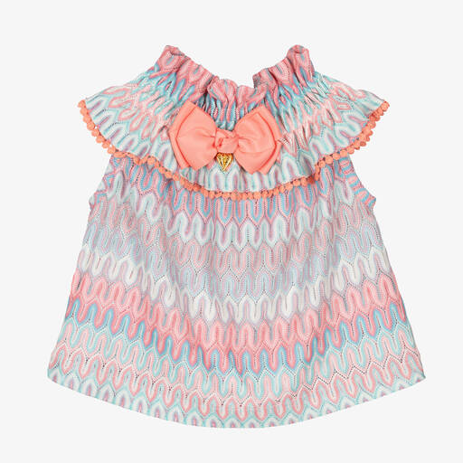 Angel's Face-Girls Pink & Blue Crochet Knit Blouse | Childrensalon