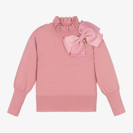 Angel's Face-Girls Pink Cotton Knit Bow Sweater | Childrensalon