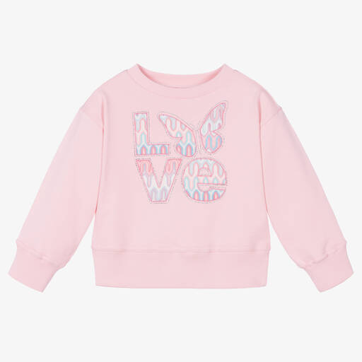 Angel's Face-Girls Pink Cotton Love Sweatshirt | Childrensalon