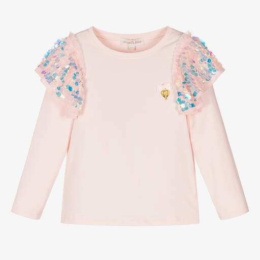 Angel's Face-Girls Pink Cotton Sequin Top | Childrensalon