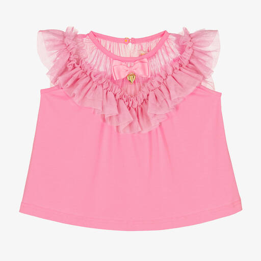 Angel's Face-Girls Pink Cotton & Tulle Top | Childrensalon