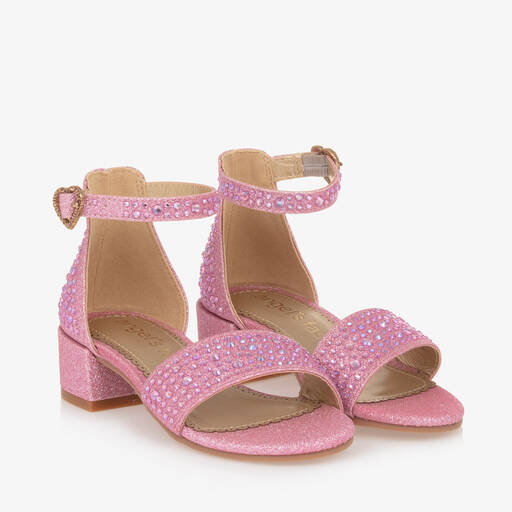Angel's Face-Girls Pink Diamanté Heeled Sandals | Childrensalon