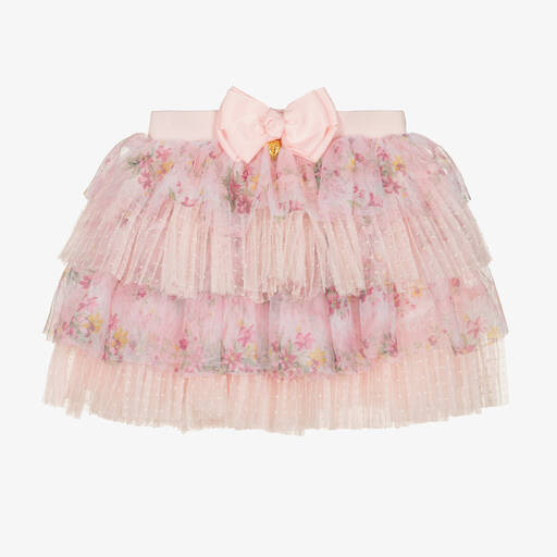 Angel's Face-Girls Pink Floral Tulle Skirt | Childrensalon