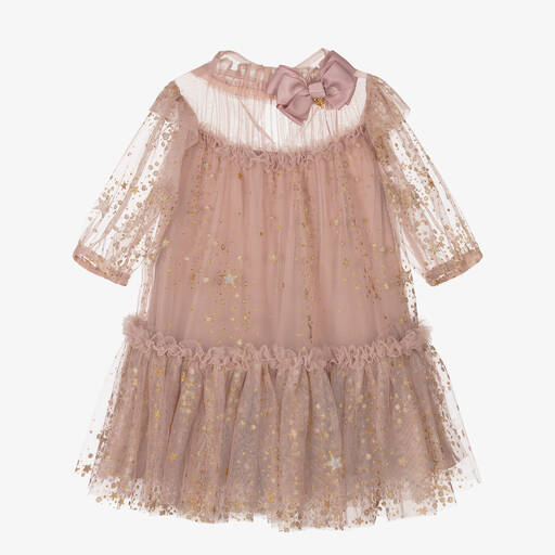 Angel's Face-Girls Pink Glitter Star Tulle Dress | Childrensalon