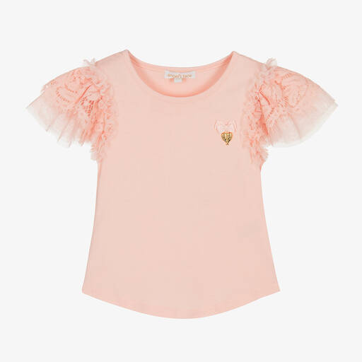 Angel's Face-Girls Pink Lace Sleeve Top | Childrensalon