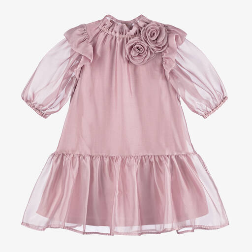 Angel's Face-Girls Pink Organza Roses Dress | Childrensalon
