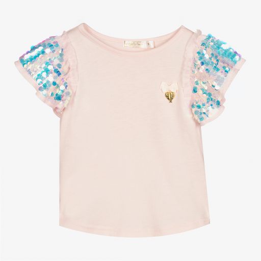 Angel's Face-Розовая футболка с пайетками для девочек | Childrensalon