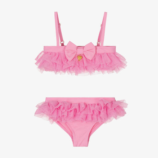 Angel's Face-Girls Pink Tulle Ruffle Bikini | Childrensalon