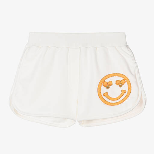 Angel's Face-Girls White & Orange Cotton Shorts | Childrensalon