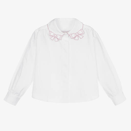 Angel's Face-Белая блузка с розовой отделкой для девочек | Childrensalon