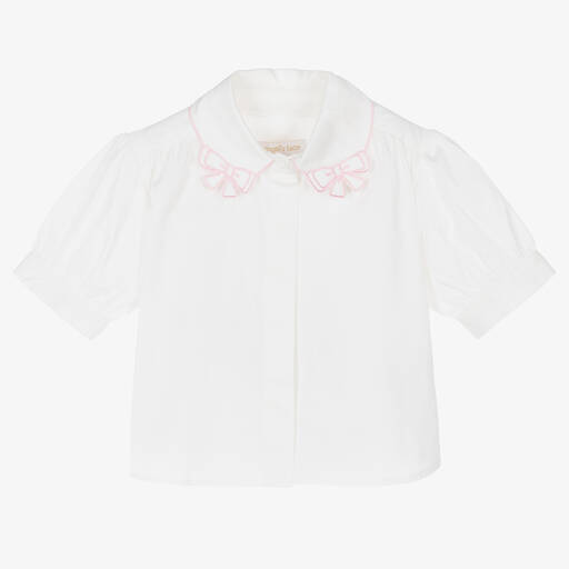 Angel's Face-Бело-розовая хлопковая блузка | Childrensalon