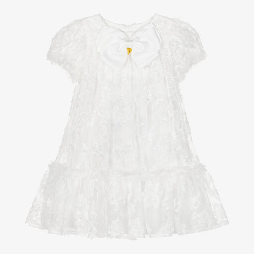 Angel's Face-Girls White Tulle Puff Sleeve Dress | Childrensalon