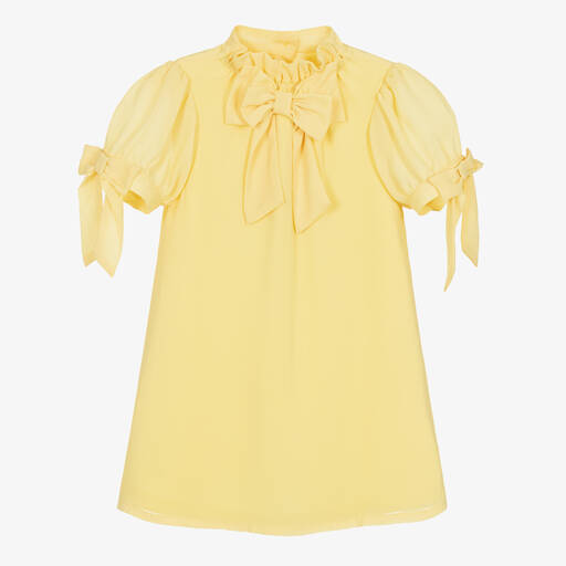 Angel's Face-Girls Yellow Crêpe Chiffon Bow Dress | Childrensalon