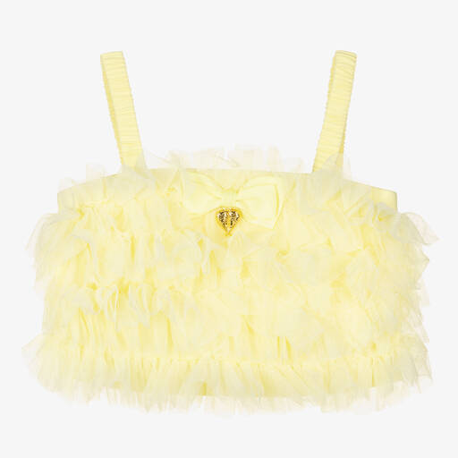 Angel's Face-Girls Yellow Jersey & Tulle Vest Top | Childrensalon