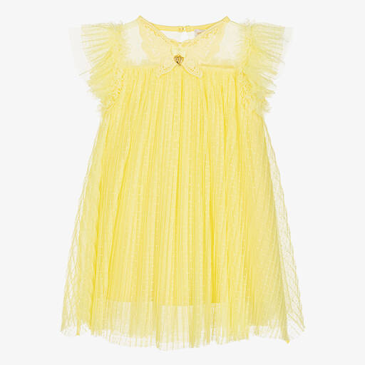 Angel's Face-Girls Yellow Pleated Tulle Dress | Childrensalon