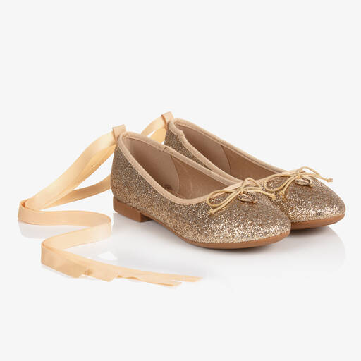 Angel's Face-Gold Glitter Ballerina Shoes | Childrensalon