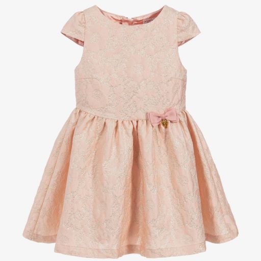 Angel's Face-Pink & Gold Jacquard Dress | Childrensalon