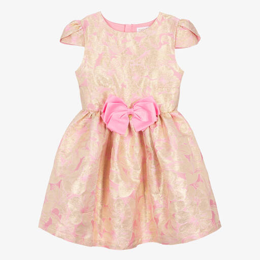 Angel's Face-Teen Girls Gold & Pink Jacquard Dress | Childrensalon
