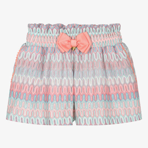 Angel's Face-Teen Girls Pink Crochet Paperbag Shorts | Childrensalon