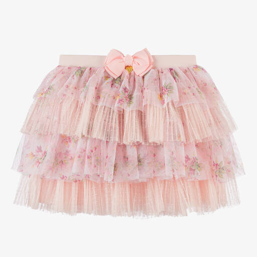 Angel's Face-Teen Girls Pink Floral Tulle Skirt | Childrensalon