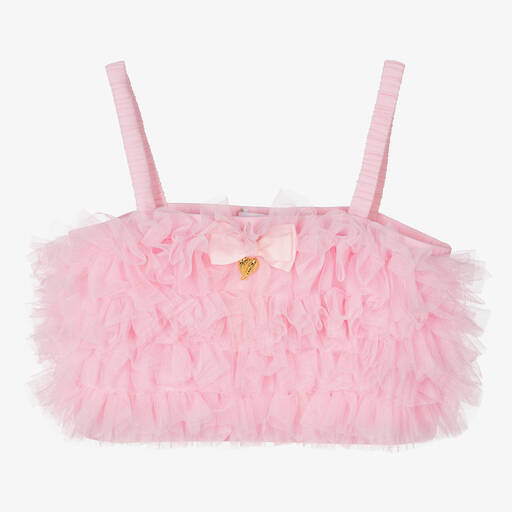 Angel's Face-Teen Girls Pink Jersey & Tulle Vest Top | Childrensalon