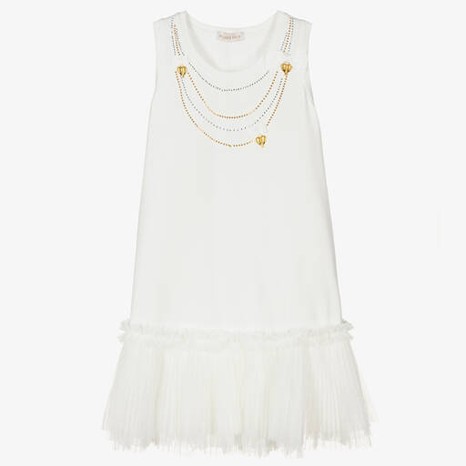 Angel's Face-Teen Girls White Cotton Necklace Dress | Childrensalon