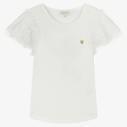 Angel's Face-Teen Girls White Lace Sleeve Top | Childrensalon