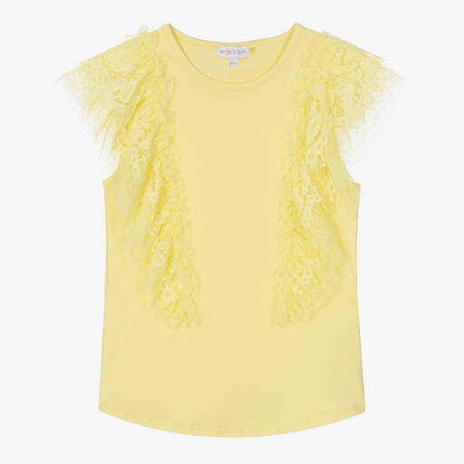 Angel's Face-Teen Girls Yellow Lace & Tulle T-Shirt | Childrensalon