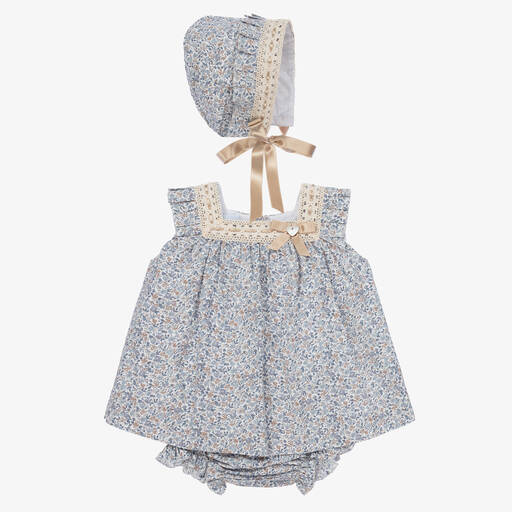 Artesanía Granlei-Baby Girls Blue Floral Dress Set | Childrensalon