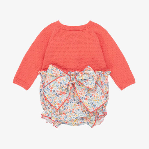 Artesanía Granlei-Baby Girls Coral Pink Cotton Shorts Set | Childrensalon