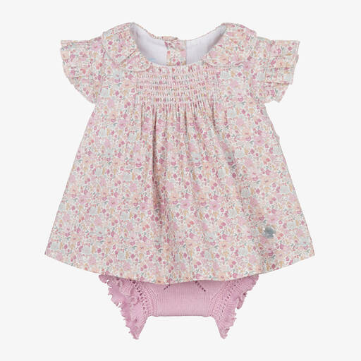 Artesanía Granlei-Baby Girls Floral & Knitted Shorts Set | Childrensalon