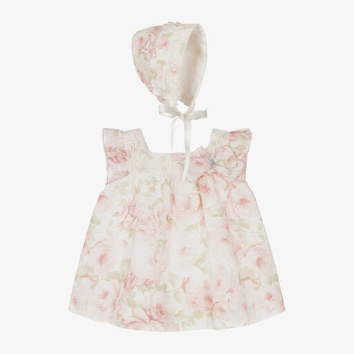 Artesanía Granlei-Baby Girls Ivory Cotton & Linen Dress Set | Childrensalon