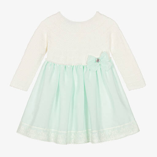 Artesanía Granlei-Baby Girls Ivory & Green Dress | Childrensalon