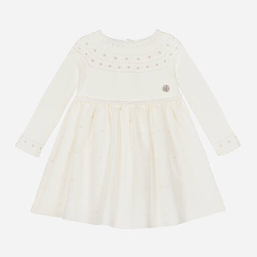 Artesanía Granlei-Baby Girls Ivory Knit & Tulle Dress | Childrensalon