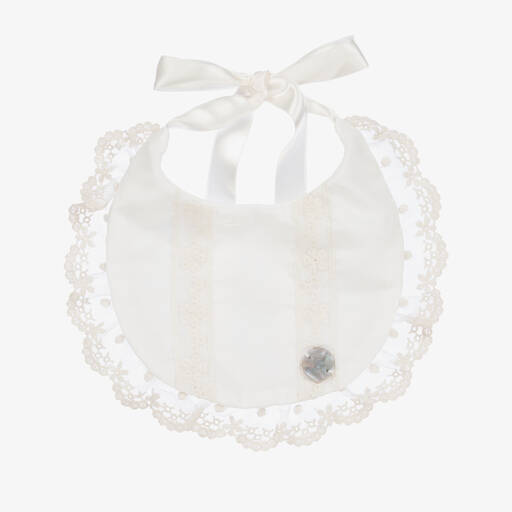 Artesanía Granlei-Baby Girls Ivory Lace Bib | Childrensalon