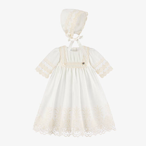 Artesanía Granlei-Baby Girls Ivory Lace Ceremony Gown | Childrensalon