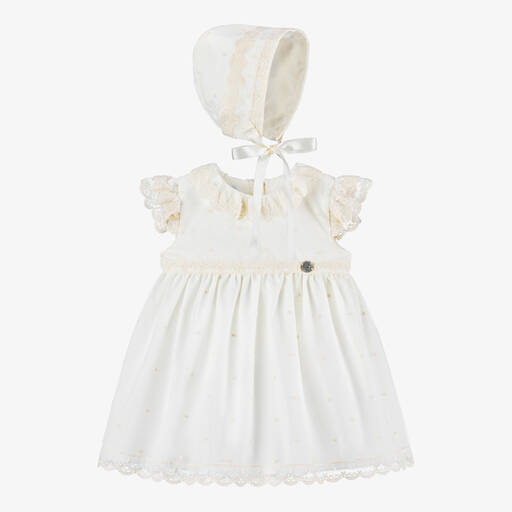 Artesanía Granlei-Baby Girls Ivory Tulle Lace Dress Set | Childrensalon