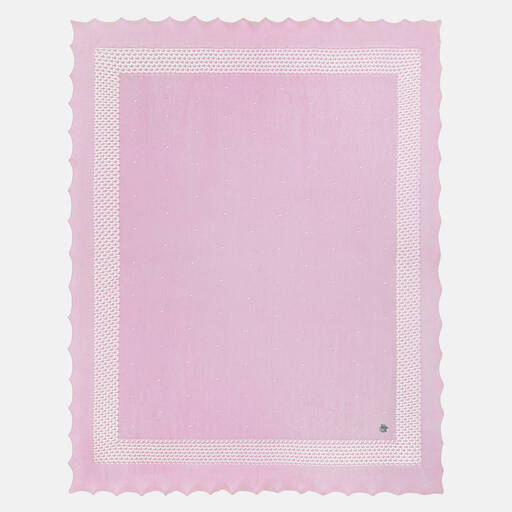 Artesanía Granlei-Baby Girls Pink Knitted Shawl (120cm) | Childrensalon