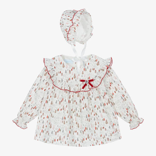 Artesanía Granlei-Baby Girls  White & Red Cotton Dress Set | Childrensalon