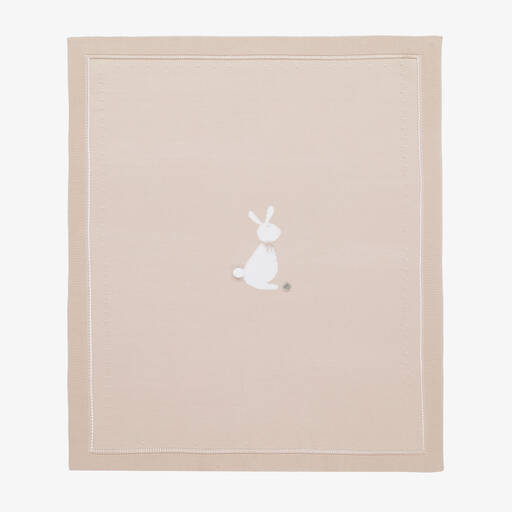 Artesanía Granlei-Бежевое трикотажное одеяло с кроликом (82см) | Childrensalon