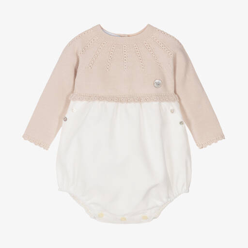 Artesanía Granlei-Beige & Ivory Knitted Baby Shortie | Childrensalon