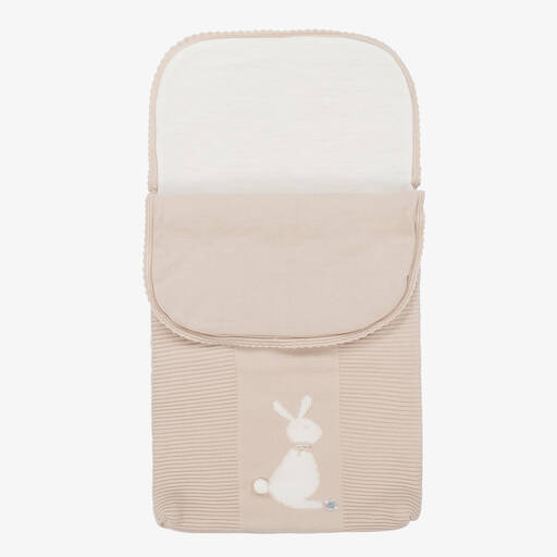 Artesanía Granlei-Beige Knitted Bunny Baby Nest (70cm) | Childrensalon