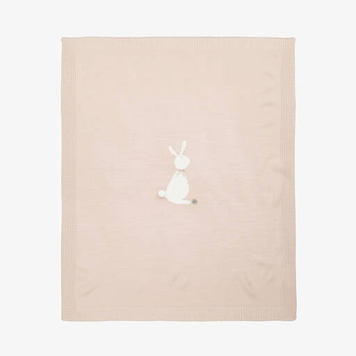 Artesanía Granlei-Beige Knitted Bunny Blanket (84cm) | Childrensalon