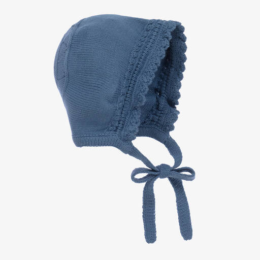 Artesanía Granlei-Blue Knitted Baby Bonnet | Childrensalon