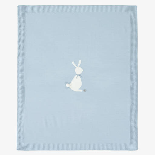 Artesanía Granlei-Blue Knitted Bunny Blanket (84cm) | Childrensalon