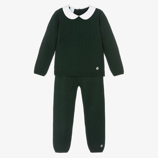 Artesanía Granlei-Boys Green Knitted Trouser Set | Childrensalon