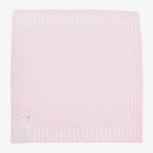 Artesanía Granlei-Girls Pink Bow Knitted Blanket (106cm) | Childrensalon