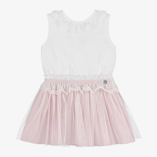 Artesanía Granlei-Girls Pink Cotton & Tulle Skirt Set | Childrensalon